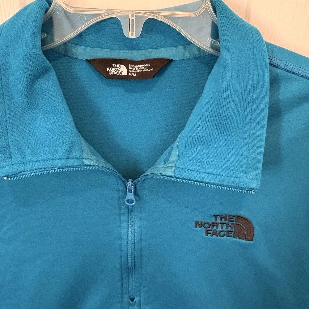 The North Face Pullover Men Medium Aqua 1/4 Zip Long Sleeve Outdoor Hiking Layer